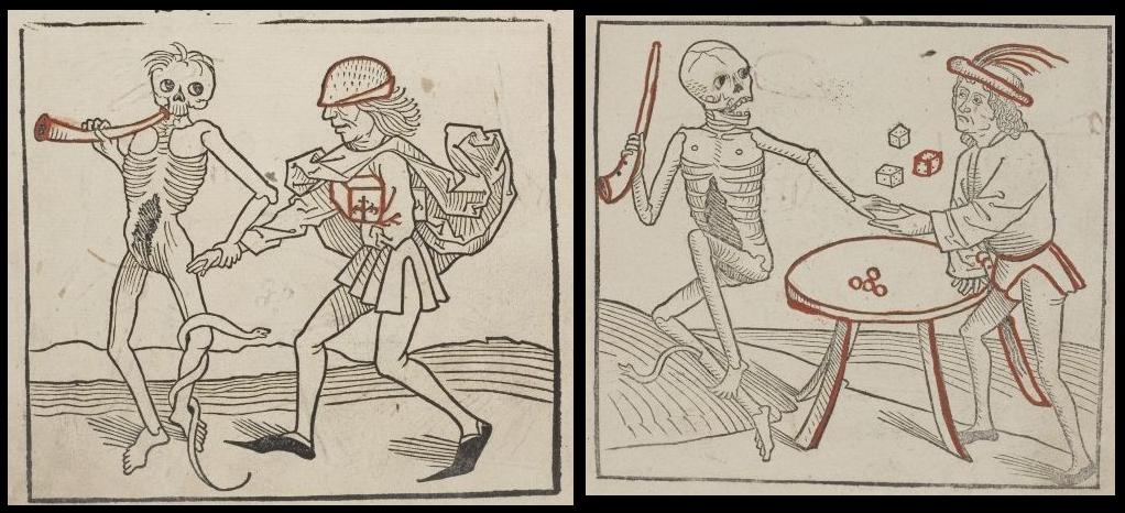 book illustration death's dance skeleton