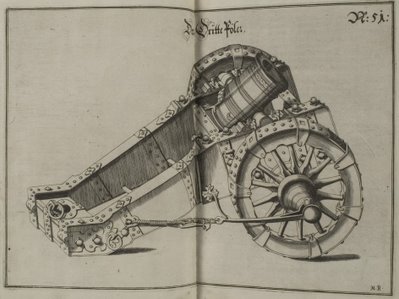 miniature baroque canon in wheeled mounting