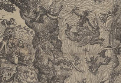 witches and demons flying - detail