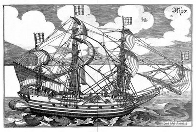 vue complète d'un navire à trois mâts