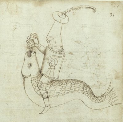 knight riding a fish