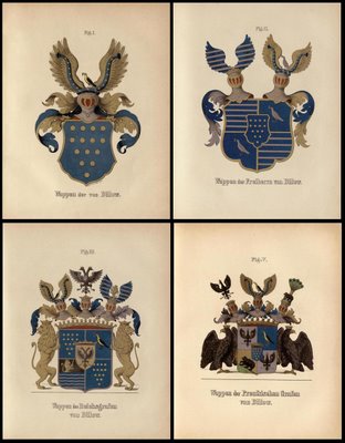 four 19th century german family crests