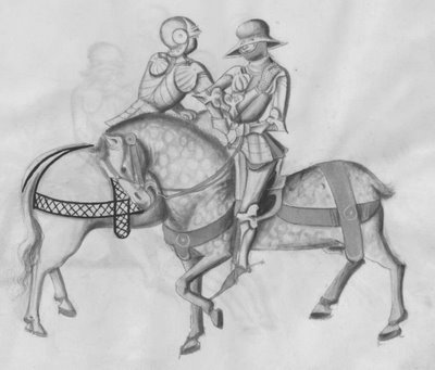 unarmed combat on horseback in armour