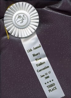 Maury River Fiddler's Convention prize ribbon