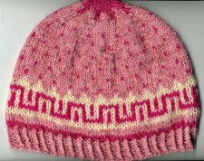 Pink wool colorwork hat