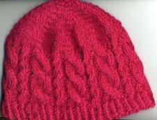 red cabled hat