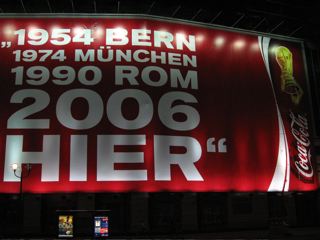 Electronic signboard highlights the venues of Germany's World Cup victories with 2006 here too!