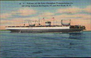 image of a postcard depicting the MV Valcour