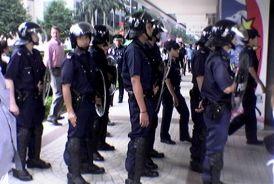 Riot police at CPF Building