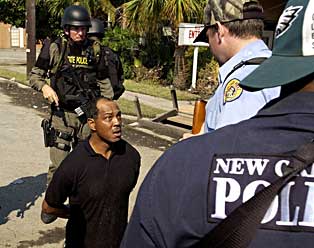 Arrest of a man believed to be Lance Madison at the foot of the Danziger Bridge, Sept.4,2005