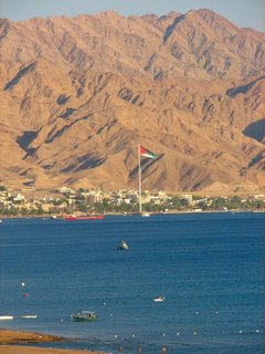 the jordanian super flag flying high in aqaba