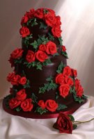 A tower of chocolate cake and a bundle of red roses for you Elizabeth!