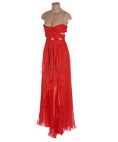 Valentino Red Silk Chiffon Halter Dress, front