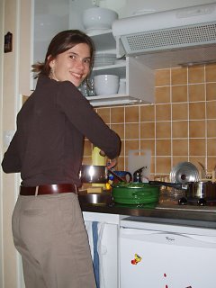 Cécile making me lunch on my first day in Paris