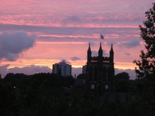 Sunset over Stockport, viewed from the Old Rectory