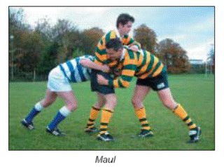 Players entering maul binding at waist height and above