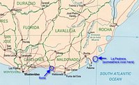 Map, Uruguay, golden coast, costa de oro