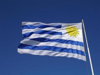 Uruguay's flag waving in the wind