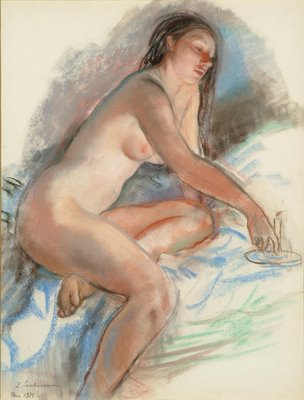 Zinaïda Evguenievna Serebriakova (1884-1967) Nude, Pastel on Ingres paper, 25x19