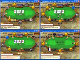 Four PokerStars tables on 17 inch screen