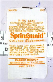 Springmaid Quilted Bedspread label