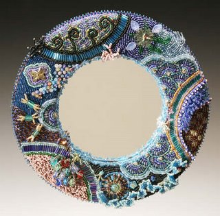 Bead embroidery by Karen Cohen, mirror or picture frame