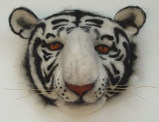 needle felting, tiger mask by Robin Atkins, bead artist