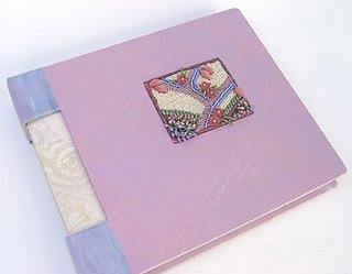 hand made book with bead embroidery by Robin Atkins, bead artist