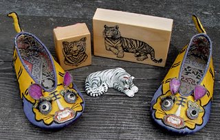 antique tiger shoes from Shandong province, China
