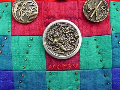 vintage buttons, detail on quilt by Robin Atkins, bead artist