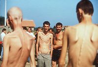 Photo: Bosniak civilians in Serb-run Concentration Camp Trnopolje