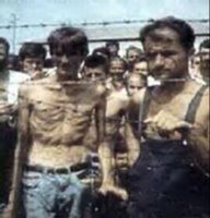 Photo: Bosniak civilians in Serb-run Omarska Concentration Camp
