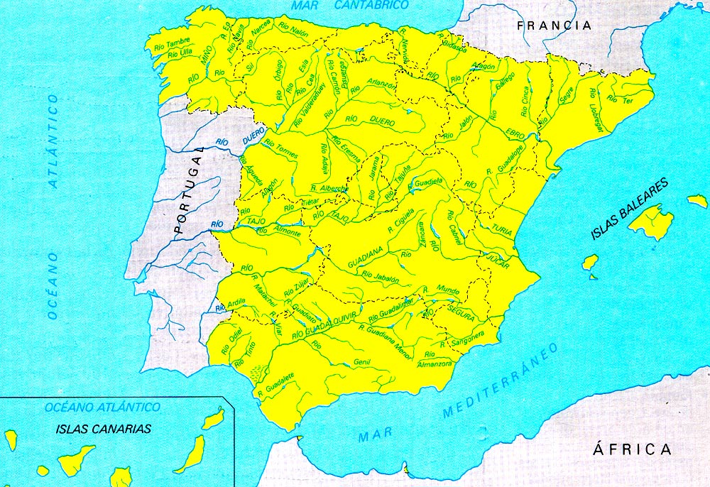 Mapa Rios Y Afluentes España