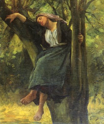 Jules Breton, «Asleep in the woods»
