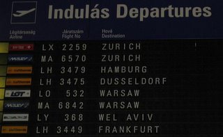 departure board at Ferihegy terminal 2b