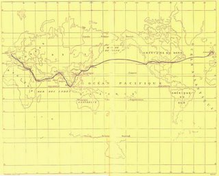 Itinerario de Phileas Fogg, publicado en la primera edición de la novela
