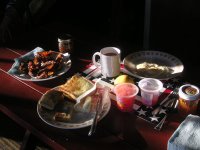 The traditional cabin breakfast at the Rockin R
