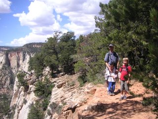 Jim Lee, Kayson, and Christian on the East Rim Trail in Zion