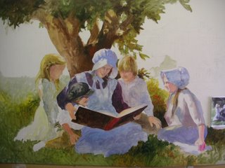 Step 5 oil painting of mural for Washington County Library