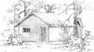 Roland Lee sketchbook drwing of our cabin