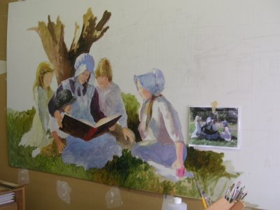 Roland Lee painting library mural step by step
