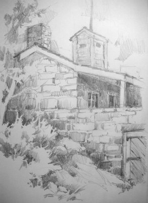 Sketchbook drawing of Winsor Castle at Pipe Spring national Historic Site