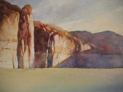 Roland Lee step by step watercolor painting of lake Powell