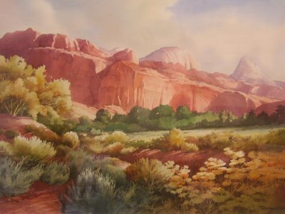 Watercolor Painting of Capitol Reef National Park by Roland Lee