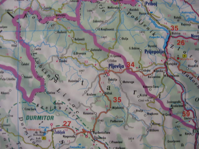 Mape Crne Gore sa akcentom na Pljevlja. 