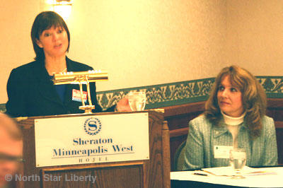 Terri Bonoff and Judy Johnson at the TwinWest forum. (Photo: North Star Liberty)
