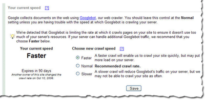 crawl rate setting in webmaster tools