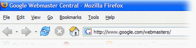 Google Webmaster Central displays in the browser's title bar