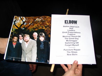 Elbow live @ Quest Ascot Room 4/15/06 set-list