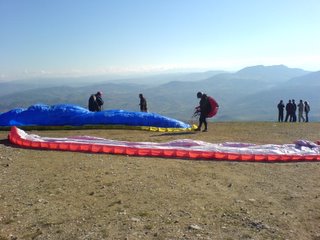 Paragliders get ready to launch off Lijar mountain, Algodonales